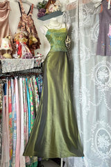 Classy Prom Dresses Mermaid Spaghetti Strap Green Sleeveless Formal Evening Outfits N3779