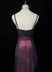 Vintage Prom Aesthetic Dresses A Line Spaghetti Strap Burgundy Black Chiffon Long Formal Dress N3016