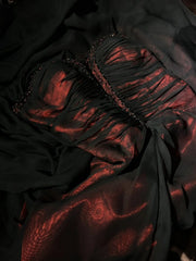 Beautiful Prom Dresses A line Spaghetti Strap Black Red With Cape Long Formal Evening Outfits N3668