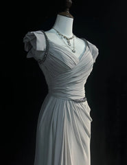 Vintage Prom Dresses Inspo Mermaid Sweetheart Silver Gray With Ruffled For Women Formal Dress N3245