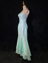 Vintage Prom Dresses 80s Mermaid Halter Blue Sleeveless With Cape Beading Semi Formal Evening Outfits N3616