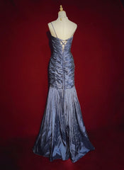 Modest Prom Dresses Mermaid Spaghetti Strap Dark Navy Blue Sleeveless Long Formal Evening Outfits N3626