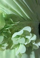 Beautiful Prom Dresses A line One Shoulder Chiffon Green With Ruffled Long Evening Outfits N3383