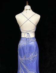 Vintage Prom Dresses 1960s Mermaid Spaghetti Strap Lilac Backless With Ruffled Beaded Long Prom Gown N3114