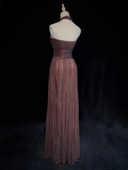 Vintage Prom Dresses Inspo A Line Halter Chocolate Chiffon Long 1990s With Beading Formal Gowns N3339