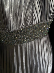 Vintage Prom Dresses Inspo A line Halter Folded Gray With Ruffled For Women Formal Dress N3246