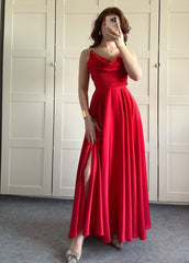 Modest Senior Prom Dresses High Schools Inspiration A Line Spaghetti Straps Red Semi Formal Grad Long Prom Dress For Teens AB2152