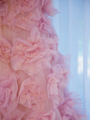 Elegant Ball Gown Strapless Pink Tulle Long Formal Dress 18th Birthday Prom Dresses N2849