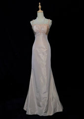 Vintage Prom Dresses Inspo Mermaid Spaghetti Strap Blush Pink Satin With Backless Appliqued Lace For Women Formal Dress N3251