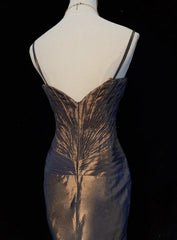 Vintage Prom Dresses Inspo Mermaid Spaghetti Strap Brown Long 80s With Beaded Formal Gowns N3391