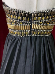 Modest Prom Dresses Inspo A line Sweetheart Black Chiffon With Beading For Women Formal Dress N3215