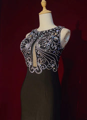 Modest Prom Dresses Mermaid Scoop Neck With Silver Beading Long Formal Evening Dress N3874