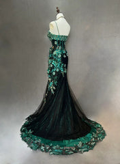 Vintage Prom Dresses Inspo Mermaid Spaghetti Strap Black Tulle Blue Lace With Beading For Women Formal Dress N3216