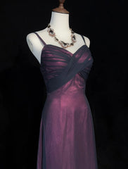 Vintage Prom Aesthetic Dresses A Line Spaghetti Strap Burgundy Black Chiffon Long Formal Dress N3016