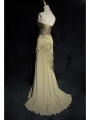 Modest Prom Dresses Mermaid Sweethart Olive Green Satin Sleeveless Formal Outfits N3609