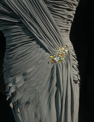 Simple Prom Dresses Mermaid Spaghetti Strap Grey Chiffon Floor Length Ruffled Formal Evening Dress N3685