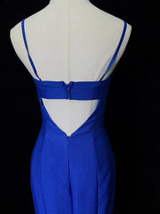Vintage Prom Dresses 80s Mermaid Spaghetti Strap Royal Blue Long Formal Evening Outfits N3486