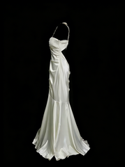 Vintage Mermaid One Shoulder White Backless Summer Formal For Women Girls Teens Prom Dresses N2236