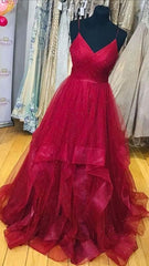 Ball Gowns Prom Dress Women Spaghetti Straps Tulle Long Formal Dance Evening Prom Party Gowns AB1731