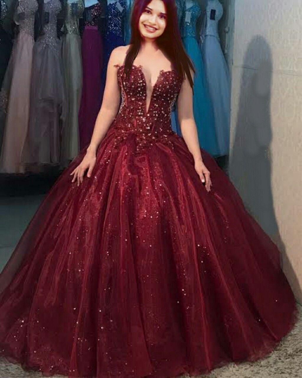 Chic Ball Gowns Prom Dress Women Strapless Burgundy Tulle Long Formal Dance Evening Party Gowns AB1782
