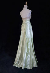 Elegant Prom Dresses Inspo Mermaid Spaghetti Strap Sage Green Satin With Lace Beading For Women Formal Dress N3230