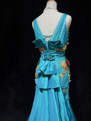 Vintage Prom Dresses Inspo Mermaid Sweetheart Blue Tulle Lace 80s With Appliqued Formal Gowns N3365