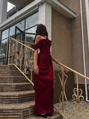 Modest Senior Prom Dresses High Schools Inspiration A line Off The Shoulder Burgundy With Sleeves Semi Formal Grad Long Prom Dress For Teens AB1970