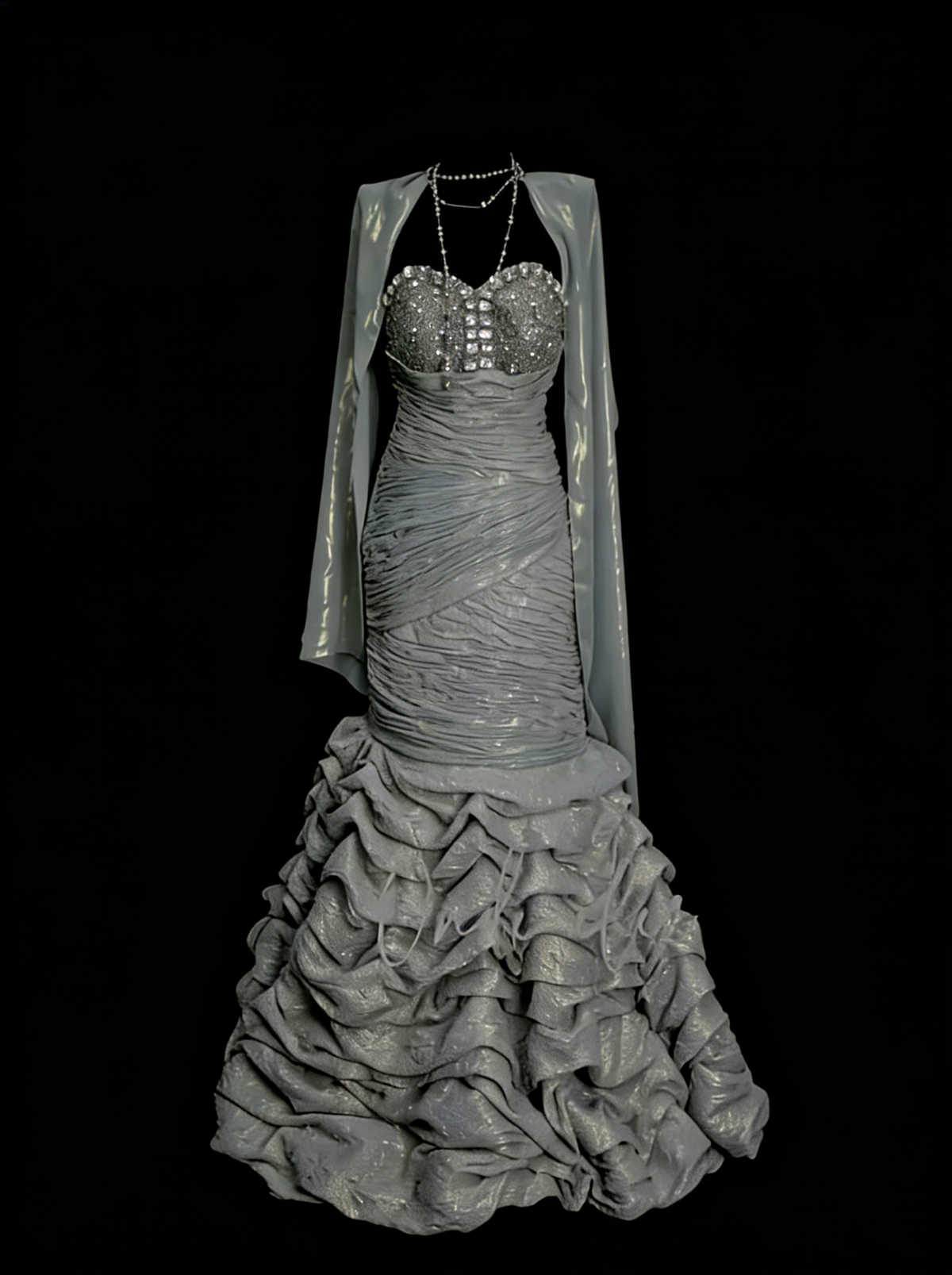 Vintage Mermaid Sweetheart Gray With Beading Summer Formal For Women Girls Teens Prom Dresses N2233