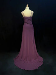 Elegant Prom Dresses A line Purple Chiffon Ruffled Floor Length Formal Evening Outfits N3488
