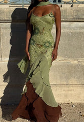 Sexy Prom Dresses Impress High Low Spaghetti Straps Sage Green Chiffon With Beads Semi Formal Graduation Party Dress For Teens High Schools AB1951