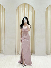 Sexy Special Occasion Dress Mermaid Sweetheart Pink Prom Dresses With Slit Party Dress Evening Dresses AB2102
