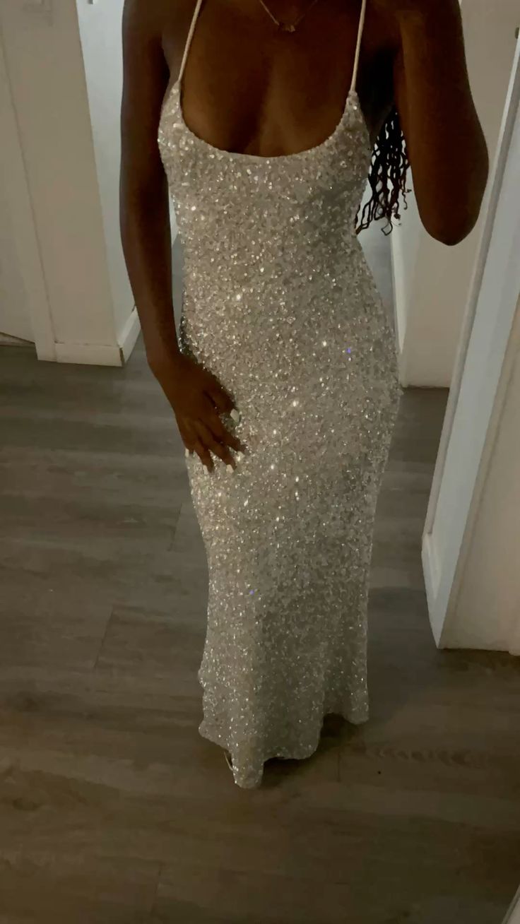 Classy Mermaid Spaghetti Strap Sequined Long Formal Dress 18th Birthday Prom Dresses N2793