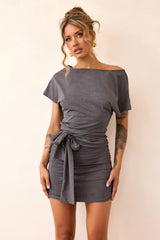 Solenne Jersey Mini Dress - Charcoal