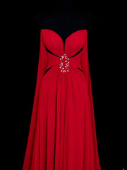 Modest Prom Dress Aesthetic A line Sweetheart With Cape Style Impress Chiffon Long Prom Dresses Party Formal Gowns SA013