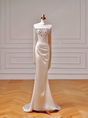 Chic Prom Dresses Aesthetic Mermaid Strapless Blush Pink Satin With Pleated Scarf Inspo Impress Long Party Formal Gown For Teenagers High Schools AQ018