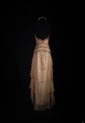 Vintage 90s Prom Dresses Women High Low Chiffon With Beaded Formal Dance Evening Party Gowns AS032