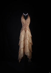 Vintage 90s Prom Dresses Women High Low Chiffon With Beaded Formal Dance Evening Party Gowns AS032