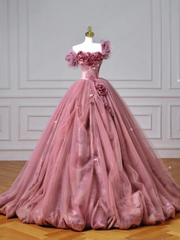 Modest Senior Prom Dresses High Schools Inspiration Ball Gown Strapless Floral Pink Semi Formal Grad Long Prom Dress AQ053