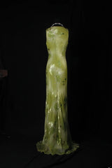 Women's Cocktail Party Gowns Sheath V Neck Floral Lace Green Slim Long Graduation Dinner Outfits Prom Dresses AS092