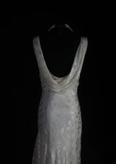 Chic Mermaid Cowl Neck White Lace High Low Chiffon With Beads Long Party Formal Women Prom Dresses AS094