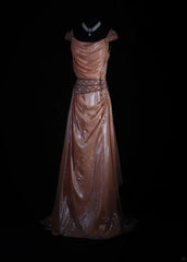 Retro Vintage 1960s Formal A line Square Neck Pink Fashion With Beads Cap Sleeves Long Prom Dresses Party Formal Gowns AS122