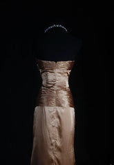 Retro Vintage 1960s Formal Sheath Sweetheart Brown Fashion With Beads Long Prom Dresses Party Formal Gowns AS128