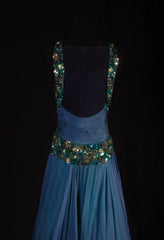 Retro Vintage 1960s Formal A line Halter Blue Fashion With Beads Long Prom Dresses Party Formal Gowns AS133