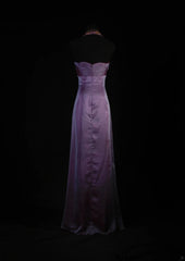 Retro 70s 1960s Formal A Line Halter Purple With Gem Beads Cape Sleeveless Long Prom Dresses Party Formal Gowns AS152