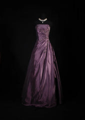 Vintage Ball Gowns Prom Dress Aesthetic Strapless Dusty Purple 1950s Long Prom Dresses Party Semi Formal Gowns AS162