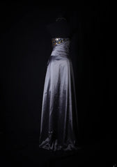 Sparkly Prom Dresses Aesthetic Sheath Strapless Gray With Beads Inspo Party Semi Formal Gown For Senior Teens High Schools AS168