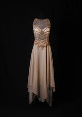 Sparkly Prom Dresses Aesthetic A Line Scoop Neck Champagne Chiffon With Beads Inspo Party Semi Formal Gown For Senior Teens High Schools AS174