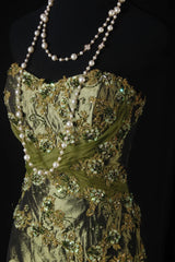 Vintage Style Mermaid Sweetheart 1950s Olive Green Taffeta With Beads Long Formal Fancy Prom Dresses Night Outfits Party Gowns AS211