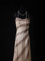 Vintage A line Spaghetti Straps Champagne Chiffon Long Formal Old 1950s Prom Dresses Night Outfits Party Gowns AS223