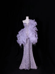Modest Prom Dresses Aesthetic Mermaid Sweetheart Silver Gray Sequin Inspiration Style Impress Long Party Formal Gown AS414